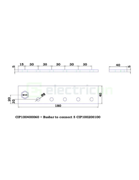 Victrom Energy Busbar to connect 5 CIP100200100 (500 A)