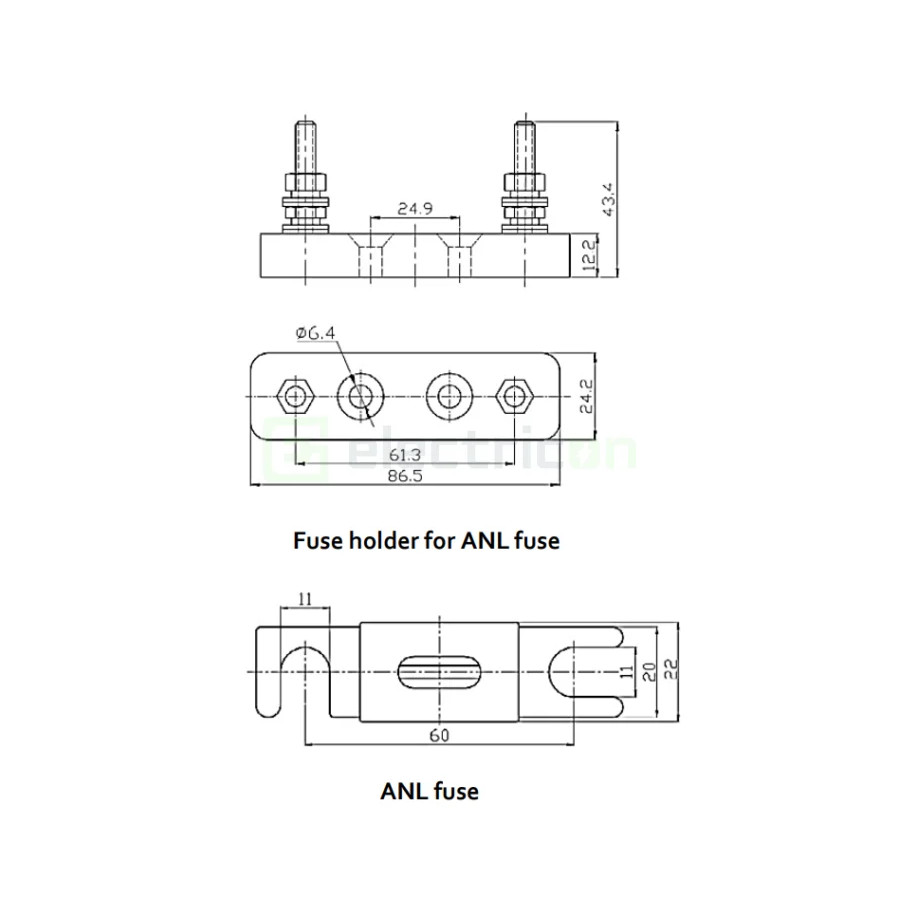 Fuse holder for ANL-fuse