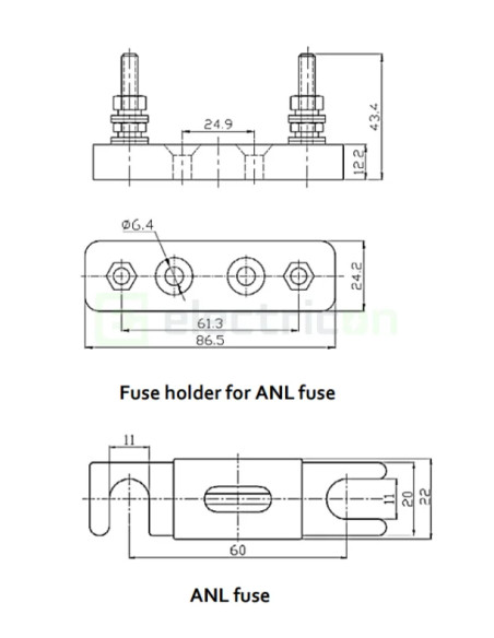 Fuse holder for ANL-fuse