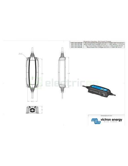 Incarcator de retea Blue Smart IP65 Charger 6V 12V-1.1 + DC connector