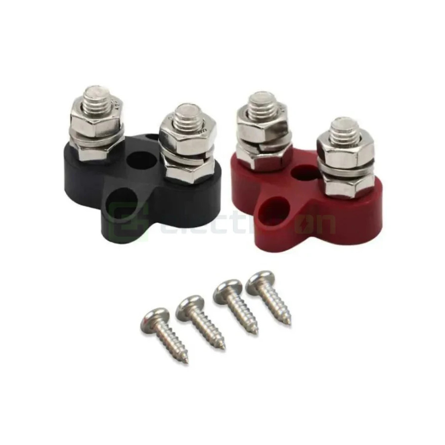 Dual Terminal Stud M8-linked set (1 red 1 black)