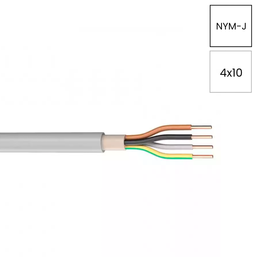 Cablu NYM-J 4x10mm² Helukabel gri deschis