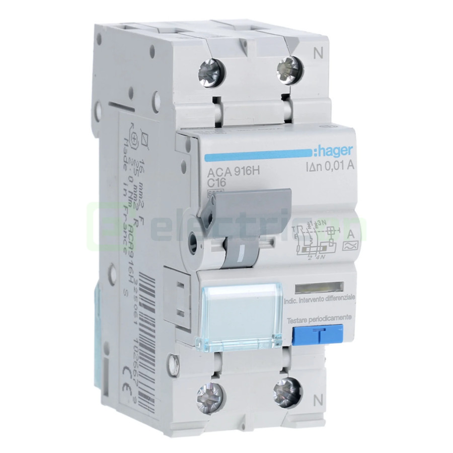 RCBO Hager ACA916H 1P+N tip A C16 10mA