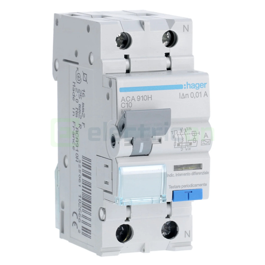 RCBO Hager ACA910H 1P+N tip A C10 10mA