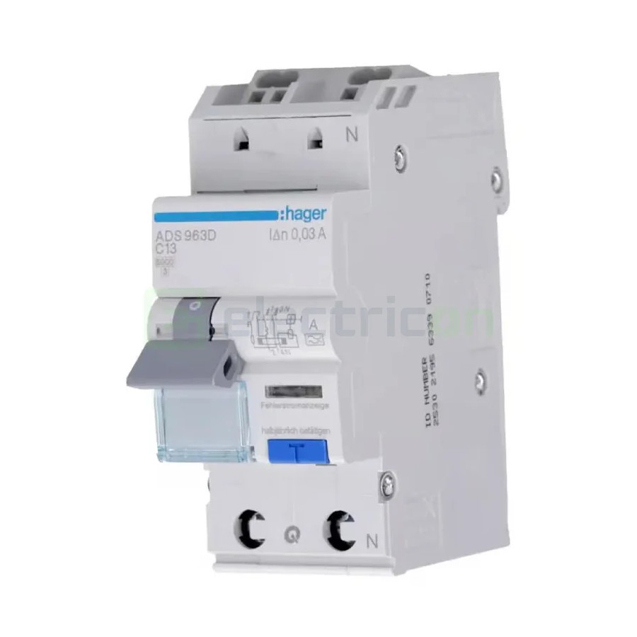 RCBO Hager ADS963D 1P+N tip A C13 30mA QuickConnect