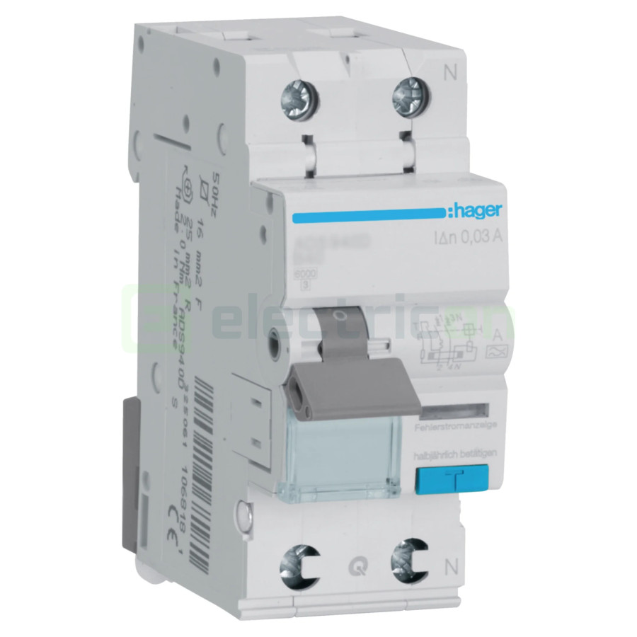 RCBO Hager ADS990D 1P+N tip A C40 30mA QuickConnect