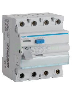 Intrerupator RCCB 4P 30mA 25A tip A Hager CDA425D