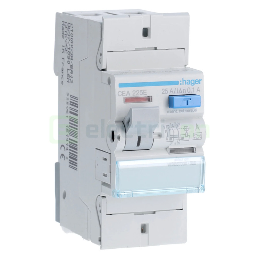 Intrerupator RCCB 2P 100mA 25A tip A Hager CEA225E