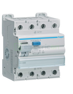 Intrerupator RCCB 4P 100mA 80A tip A Hager CEA680J