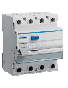Intrerupator RCCB 4P 300mA 25A tip A Hager CFA425D