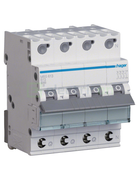Disjunctor MCB Hager MBS613 3P+N curba B 13A