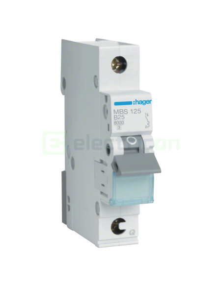MCB - Siguranță automată - disjunctor - curba B 25A 6kA 1P 1M QuickConnect Hager MBS125