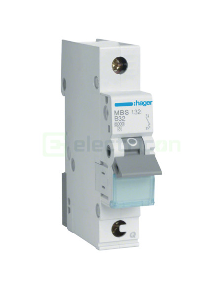 MCB - Siguranță automată - disjunctor - curba B 32A 6kA 1P 1M QuickConnect Hager MBS132