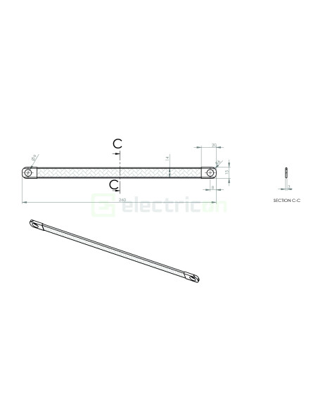 Tresă de împământare flexibilă 260mm Schrack Cupru cositorit