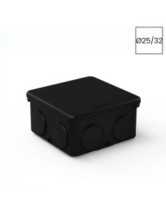 Cutie de joncțiune neagră Kouvidis 3025025 cu intrări Ø25/32