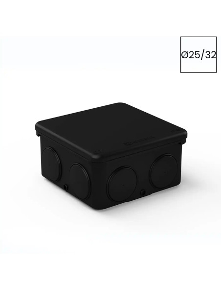 Cutie de joncțiune neagră Kouvidis 3025025 cu intrări Ø25/32
