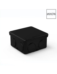 Cutie de joncțiune neagră Kouvidis 3025020 cu intrări Ø20/16