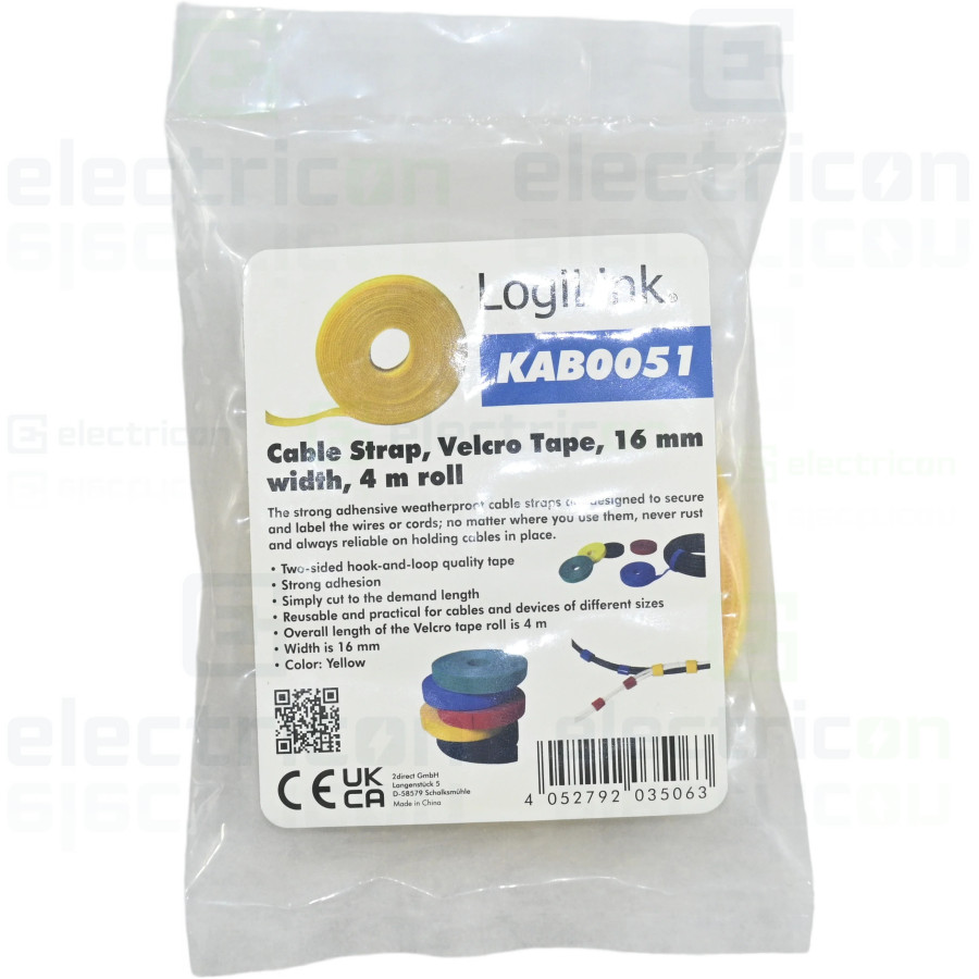 Colier velcro galben 16mm 4m Schrack organizare cabluri