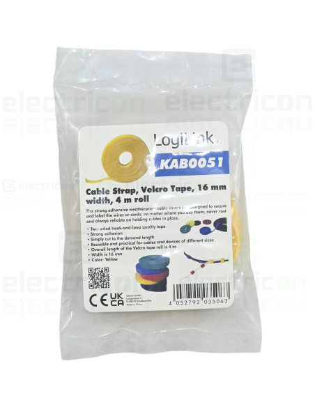 Colier velcro galben 16mm 4m Schrack organizare cabluri