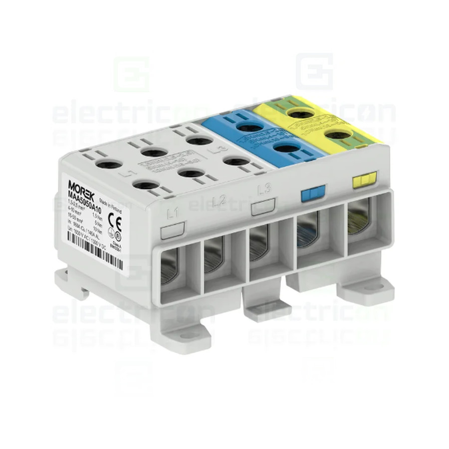 Clema derivație Morek 5P 50mm șină DIN Al Cu industrial