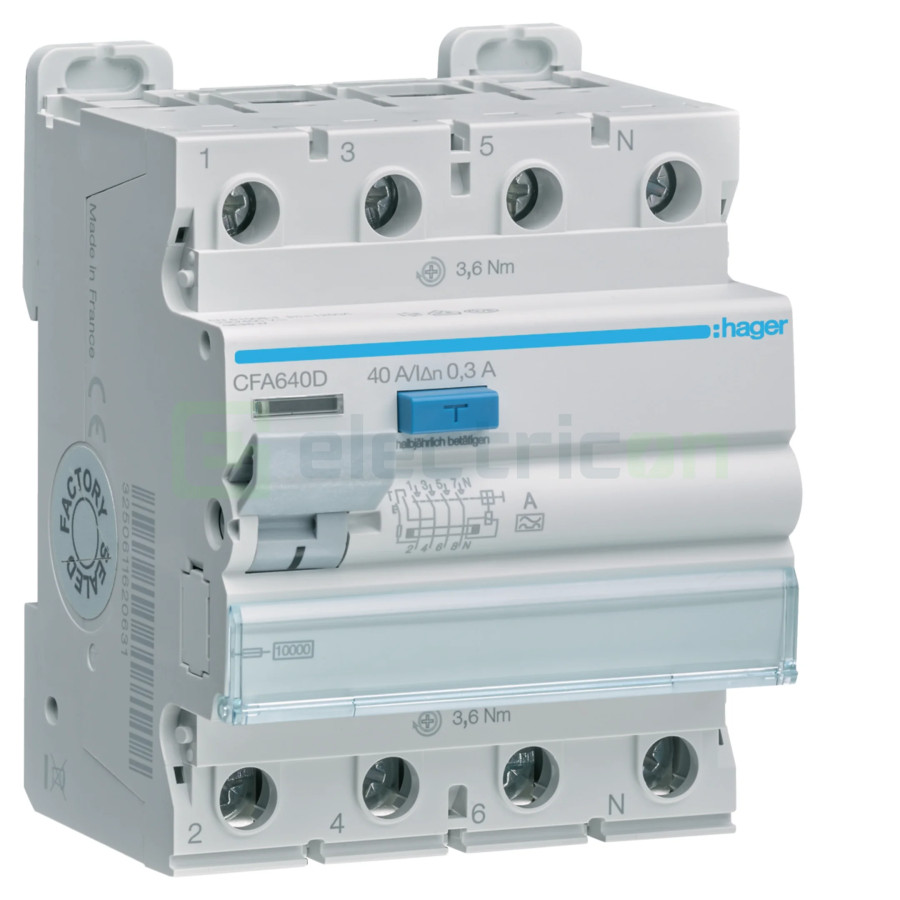 Întrerupător diferențial RCCB Hager 40A 30mA