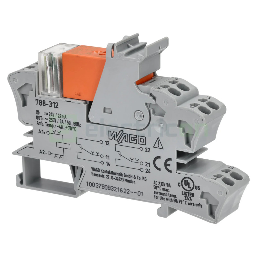 Releu modul Wago 788-312 24V 2 contacte DPDT indicator roșu