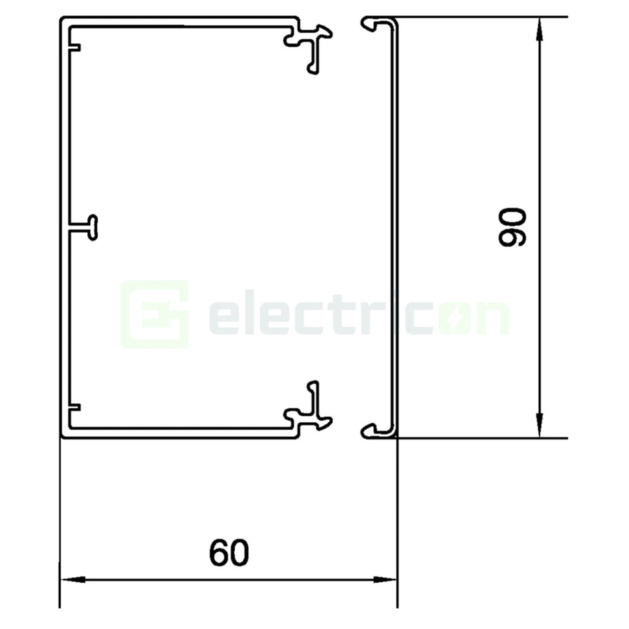 Canal cablu PVC LF 60x90mm gri deschis Hager LFH6009009016