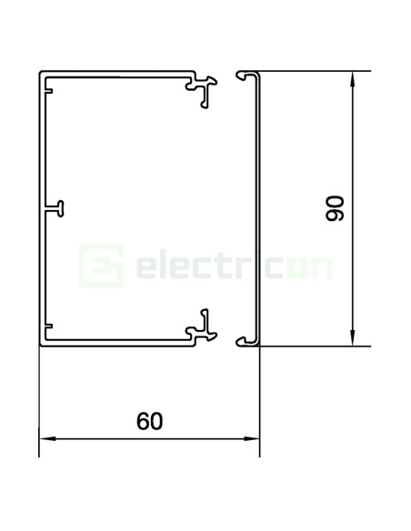 Canal cablu PVC LF 60x90mm gri deschis Hager LFH6009009016