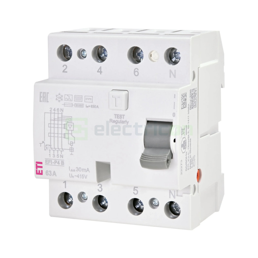 Intrerupator RCCB 3P+N 30mA 40A tip B ETI 002061952