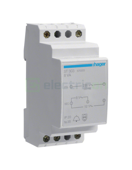 Transformator Sonerie 8VA 230V Hager ST303