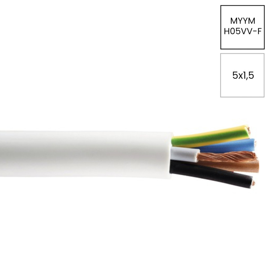 Cablu electric MYYM H05VV-F 5x1.5mm² cupru multifilar izolație PVC profesional alimentare