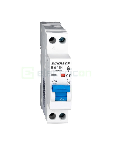 Siguranta Automata MCB Schrack Curba B 6 A 1P+N Cod AM618506