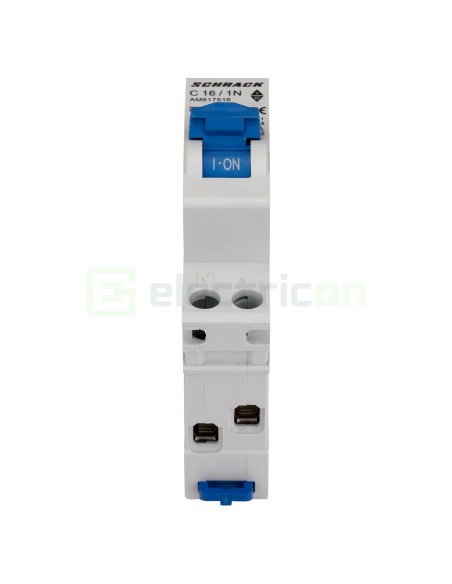 Siguranta automata MCB Schrack curba C 16 A 1P+N, 6kA, protectie electronica completa pentru circuite electrice. Cod AM617516.