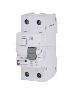 Disjunctor diferențial RCBO 25A B25 300mA 1P+N 10kA ETI KZS-2M A 002173406