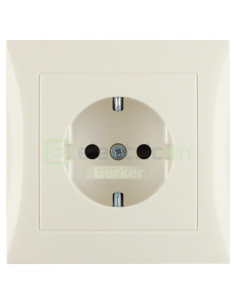 Priză - Schuko 2P+E - înrămată protecție copii - Berker S.1 - bej lucios - 47228982