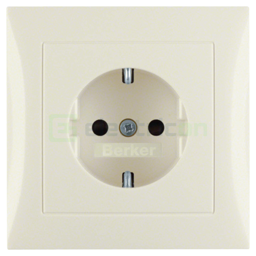 Priză - Schuko 2P+E - înrămată protecție copii - Berker S.1 - bej lucios - 47228982