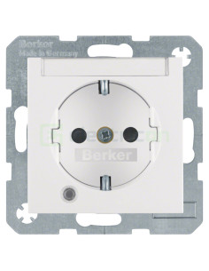 Priză - Schuko 2P+E - încastrat LED etichetă protecție atingere - alb mat - IP20 - Berker S.1 - 41101909