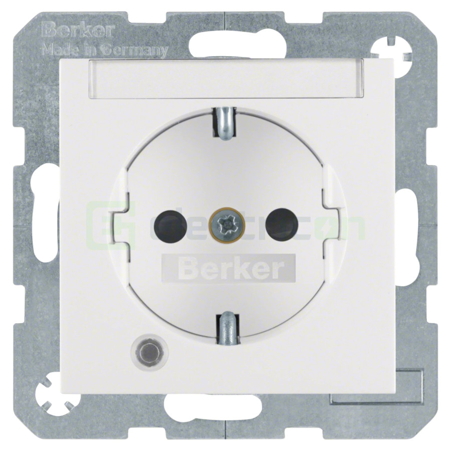 Priză - Schuko 2P+E - încastrat LED etichetă protecție atingere - alb mat - IP20 - Berker S.1 - 41101909