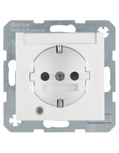 Priză - Schuko 2P+E - încastrat LED etichetă protecție atingere - alb lucios - IP20 - Berker S.1 - 41108989