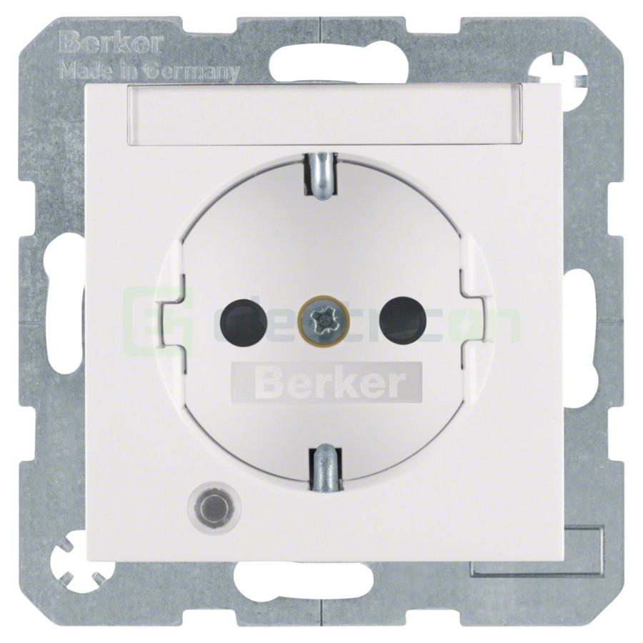 Priză - Schuko 2P+E - încastrat LED etichetă protecție atingere - alb lucios - IP20 - Berker S.1 - 41108989