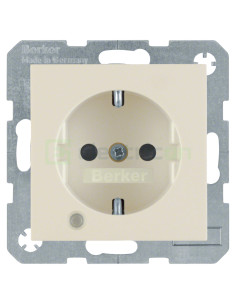 Priză - Schuko 2P+E - încastrat LED etichetă protecție atingere - bej lucios - IP20 - Berker S.1 - 41108982