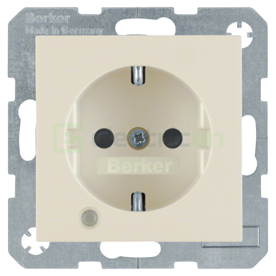 Priză - Schuko 2P+E - încastrat LED etichetă protecție atingere - bej lucios - IP20 - Berker S.1 - 41108982
