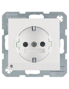 Priză - Schuko 2P+E - încastrat LED protecție atingere - alb lucios - IP20 - Berker S.1 - 41098989