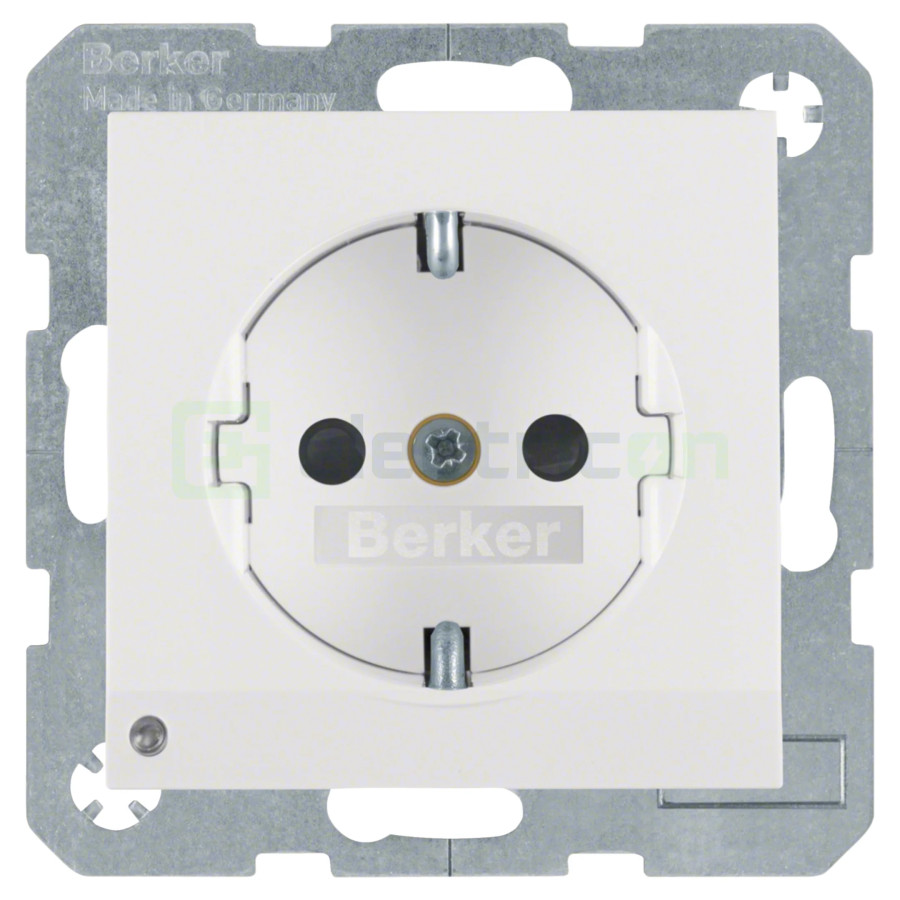 Priză - Schuko 2P+E - încastrat LED protecție atingere - alb lucios - IP20 - Berker S.1 - 41098989