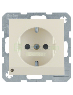 Priză - Schuko 2P+E - încastrat LED protecție atingere - bej lucios - IP20 - Berker S.1 - 41098982