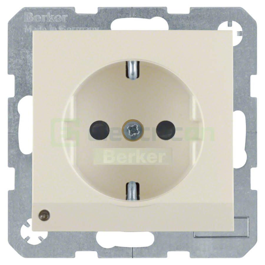 Priză - Schuko 2P+E - încastrat LED protecție atingere - bej lucios - IP20 - Berker S.1 - 41098982