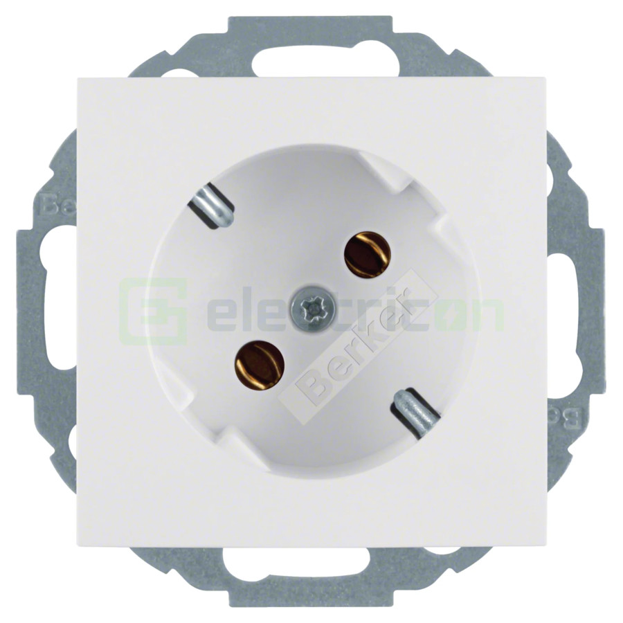Priză - Schuko 2P+E - încastrat înclinație 45° - alb lucios - IP20 - Berker S.1 - 47278989