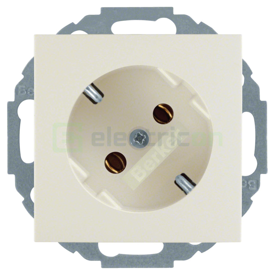 Priză - Schuko 2P+E - încastrat înclinație 45° - bej lucios - IP20 - Berker S.1 - 47278982