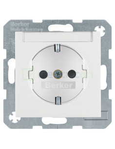 Priză - Schuko 2P+E - protecție copii cu etichetă - Berker S.1 - alb mat - 47491909