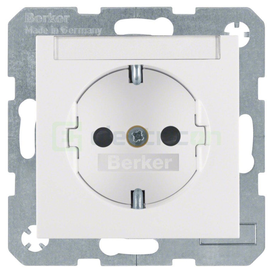 Priză - Schuko 2P+E - protecție copii cu etichetă - Berker S.1 - alb mat - 47491909